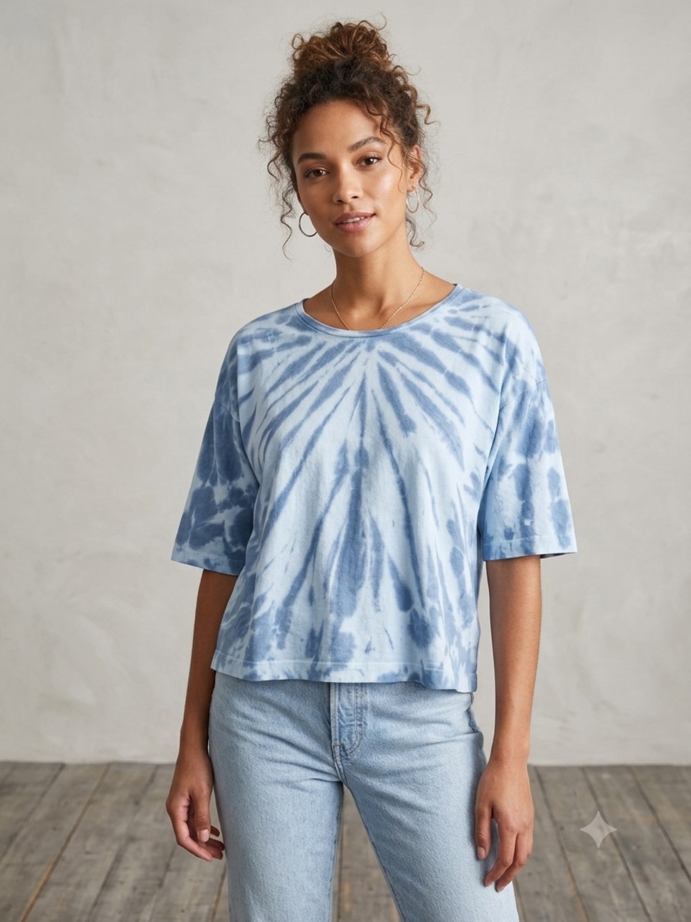 J. Jill Light Blue Tie-Dye Short Sleeve Tee (Minor Flaw)
